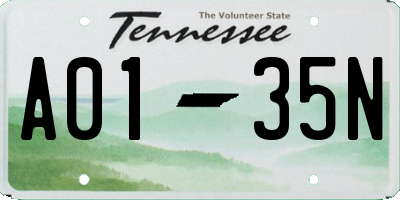 TN license plate A0135N