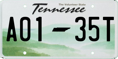 TN license plate A0135T
