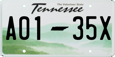 TN license plate A0135X