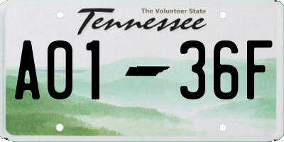 TN license plate A0136F