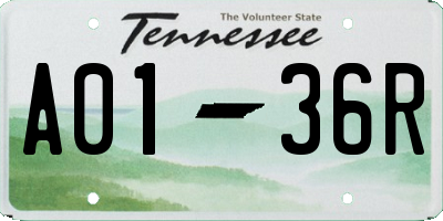 TN license plate A0136R