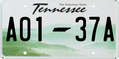 TN license plate A0137A