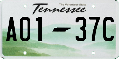 TN license plate A0137C