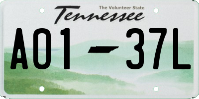 TN license plate A0137L