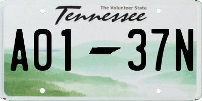 TN license plate A0137N