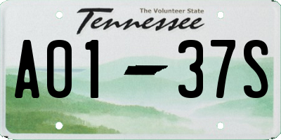 TN license plate A0137S