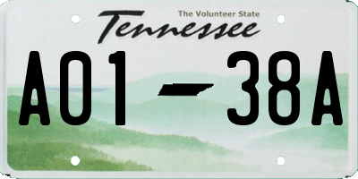 TN license plate A0138A