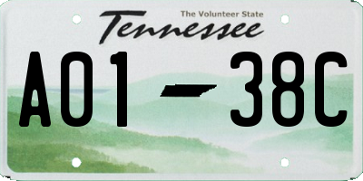 TN license plate A0138C
