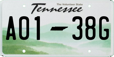 TN license plate A0138G