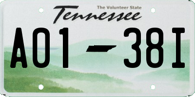 TN license plate A0138I