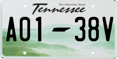 TN license plate A0138V