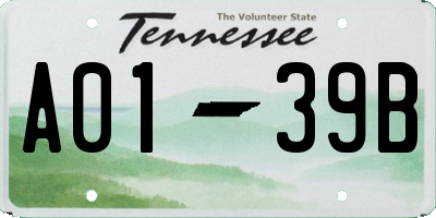 TN license plate A0139B