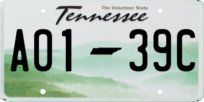 TN license plate A0139C