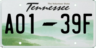 TN license plate A0139F