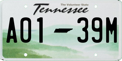 TN license plate A0139M