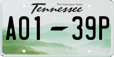 TN license plate A0139P