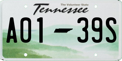 TN license plate A0139S