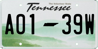 TN license plate A0139W