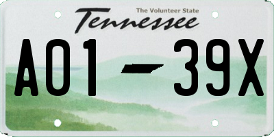 TN license plate A0139X