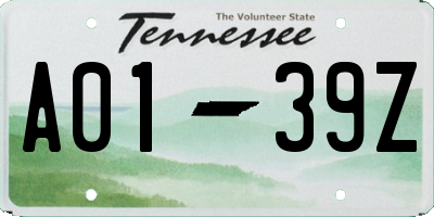 TN license plate A0139Z