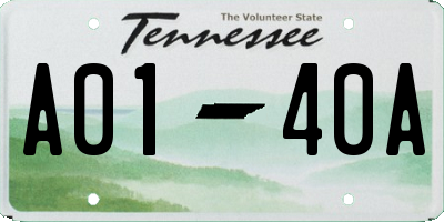 TN license plate A0140A