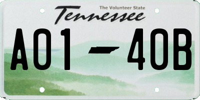 TN license plate A0140B
