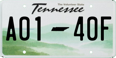 TN license plate A0140F