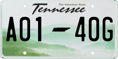 TN license plate A0140G