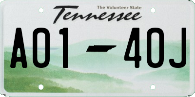 TN license plate A0140J