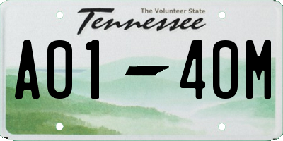 TN license plate A0140M