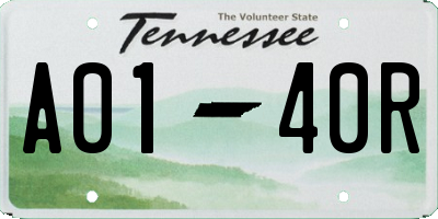 TN license plate A0140R