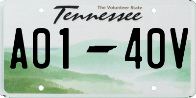 TN license plate A0140V