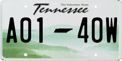 TN license plate A0140W