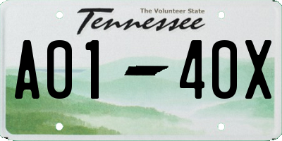 TN license plate A0140X