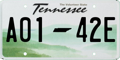 TN license plate A0142E