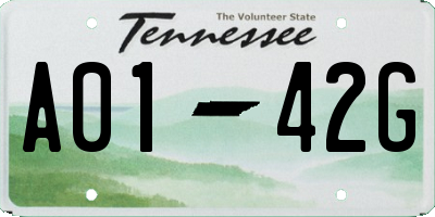 TN license plate A0142G