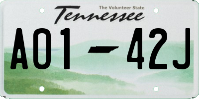 TN license plate A0142J