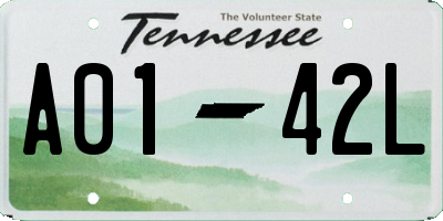 TN license plate A0142L