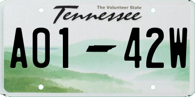 TN license plate A0142W