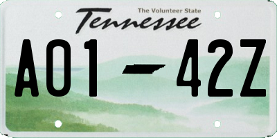 TN license plate A0142Z