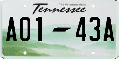 TN license plate A0143A