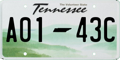 TN license plate A0143C