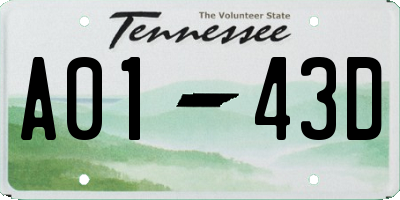 TN license plate A0143D