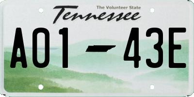 TN license plate A0143E