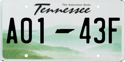 TN license plate A0143F