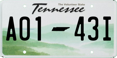 TN license plate A0143I