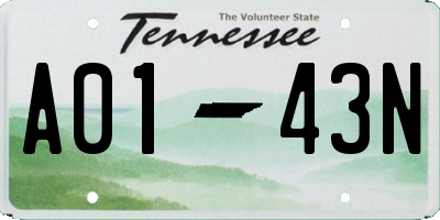 TN license plate A0143N