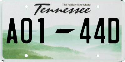TN license plate A0144D