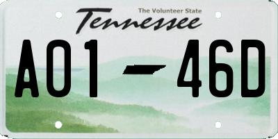 TN license plate A0146D