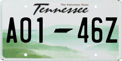 TN license plate A0146Z